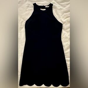 Lush Scalloped Navy Dress